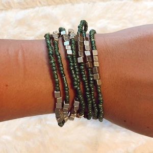 green gold beaded bracelets